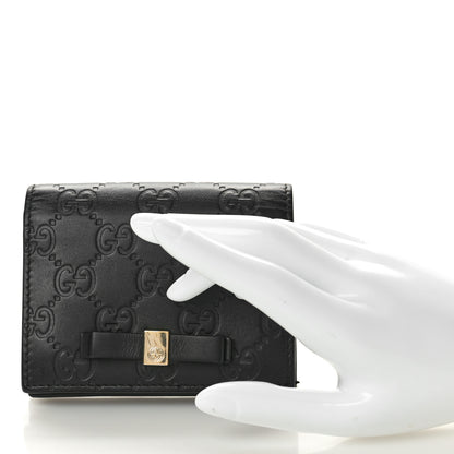 Gucci Guccissima Signature Bowy Card Case Wallet Black 2 of 9