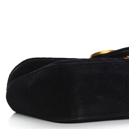Gucci Velvet Matelasse Small GG Marmont Shoulder Bag Black 8 of 9