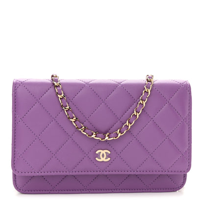 Chanel Lambskin Quilted Wallet On Chain WOC Purple 1 of 11