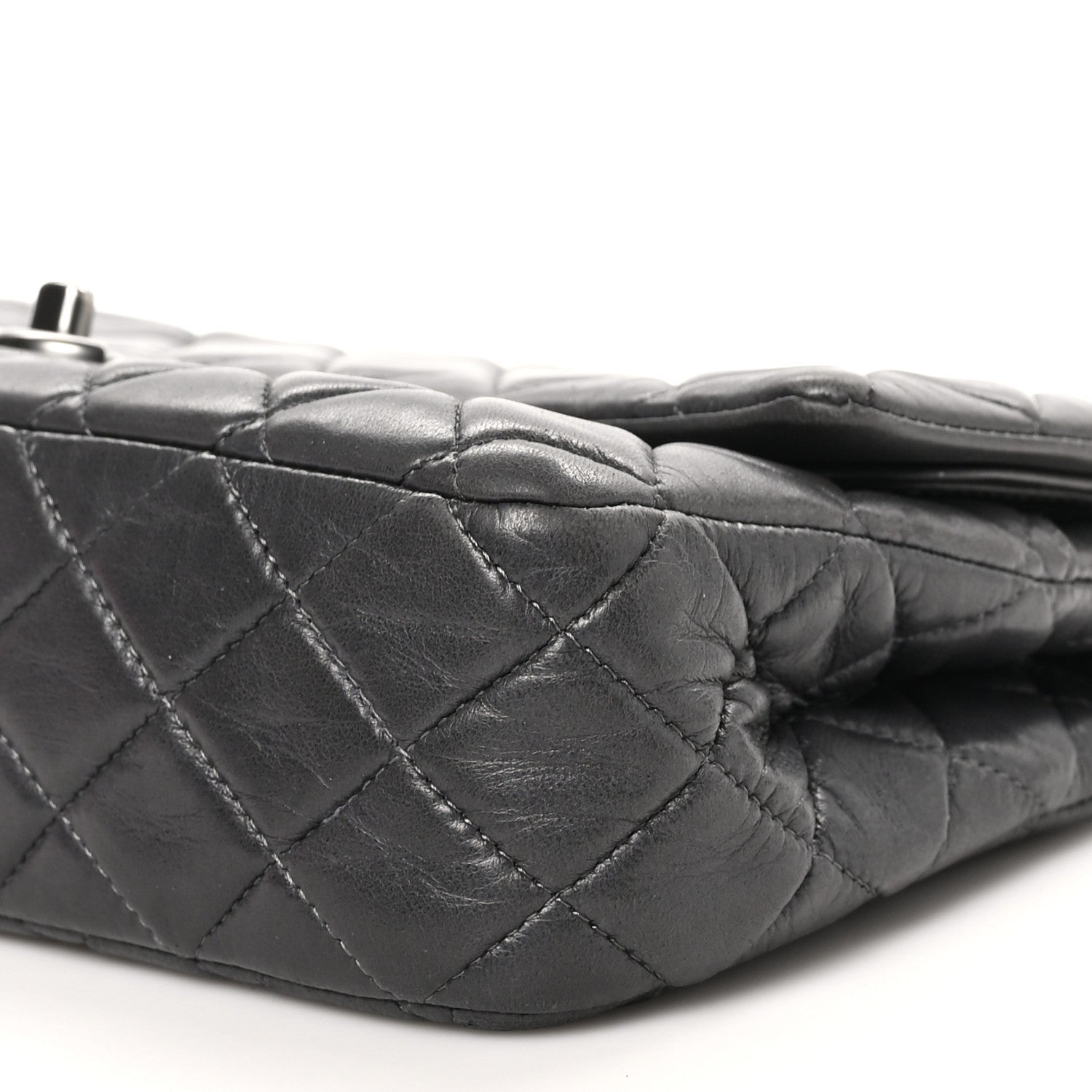 Chanel Lambskin Quilted Medium Double Flap Dark Grey 10 of 12