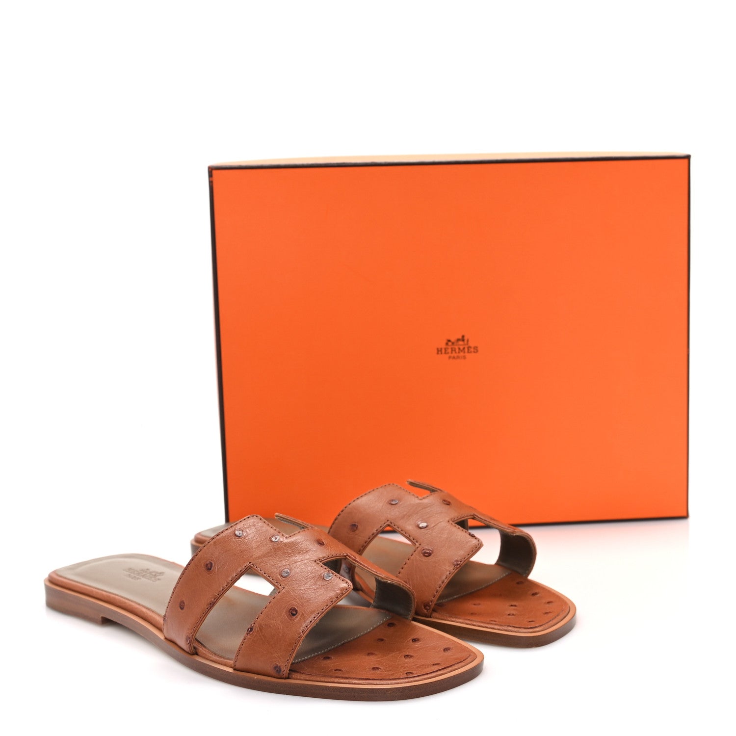 Hermes Ostrich Oran Sandals 39 Naturel 10 of 10