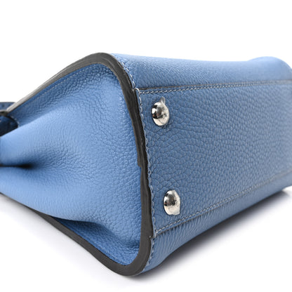 Fendi Cuoio Romano Selleria Macro Stitchings Mini Peekaboo Iconic Satchel Argento Blue 8 of 9