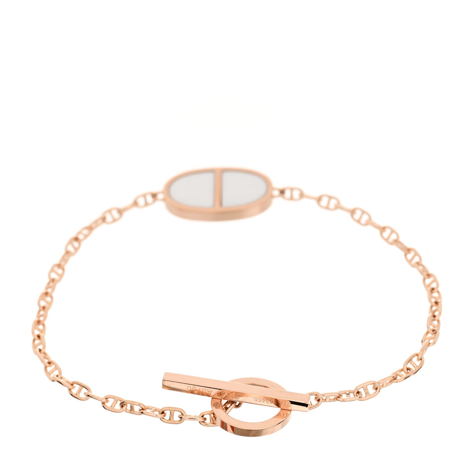 Hermes 18K Rose Gold White Ceramic Chaine d'Ancre Verso Bracelet SH 2 of 4