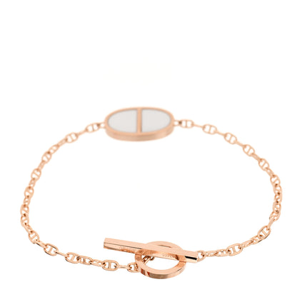 Hermes 18K Rose Gold White Ceramic Chaine d'Ancre Verso Bracelet SH 2 of 4