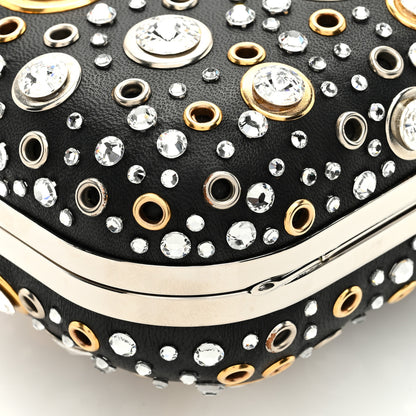 Alexander McQueen Nappa Crystal Skull Knuckle Box Clutch Black 7 of 9