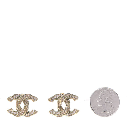 Chanel Crystal Twisted CC Earrings Light Gold Pale Pink 2 of 7