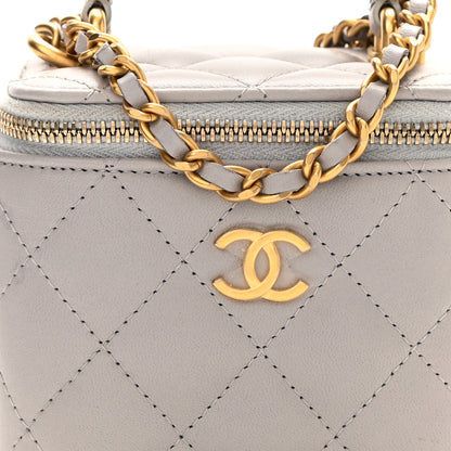 Chanel Lambskin Quilted Top Handle Mini Vanity Case With Chain Grey 9 of 12