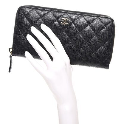 Chanel Caviar Quilted Large Gusset Zip Around Wallet Black 2 of 9