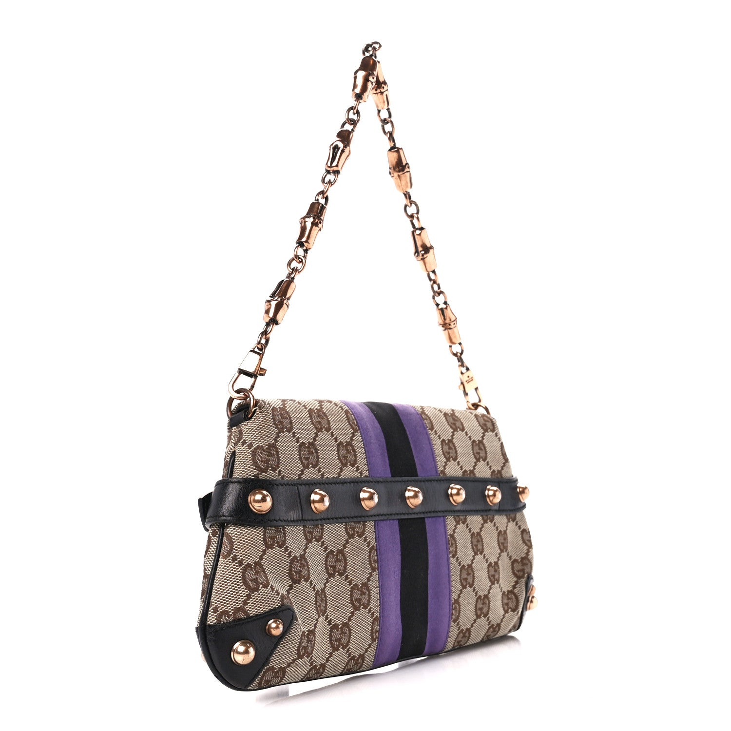 Gucci Tom Ford Monogram Horsebit Web Clutch Purple 1436891