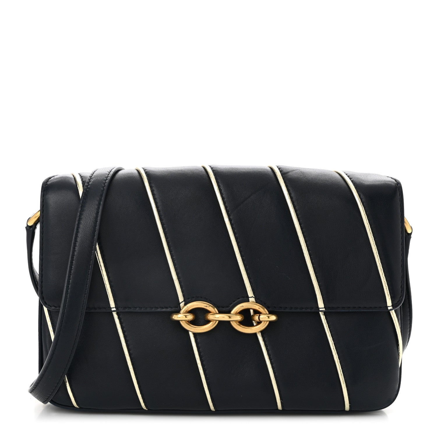 Saint Laurent Lambskin Quilted Le Maillon Satchel Marine 1 of 11