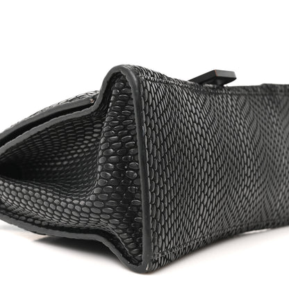 Balenciaga Matte Calfskin Snake Embossed Tonal B Small Hourglass Top Handle Bag Black 17 of 19