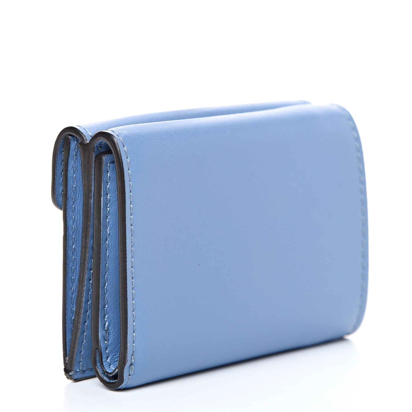 Vitello Liberty F is Fendi Bi-Color FF 1974 Embossed Micro Tri-Fold Envelope Wallet Maya Black Nebula