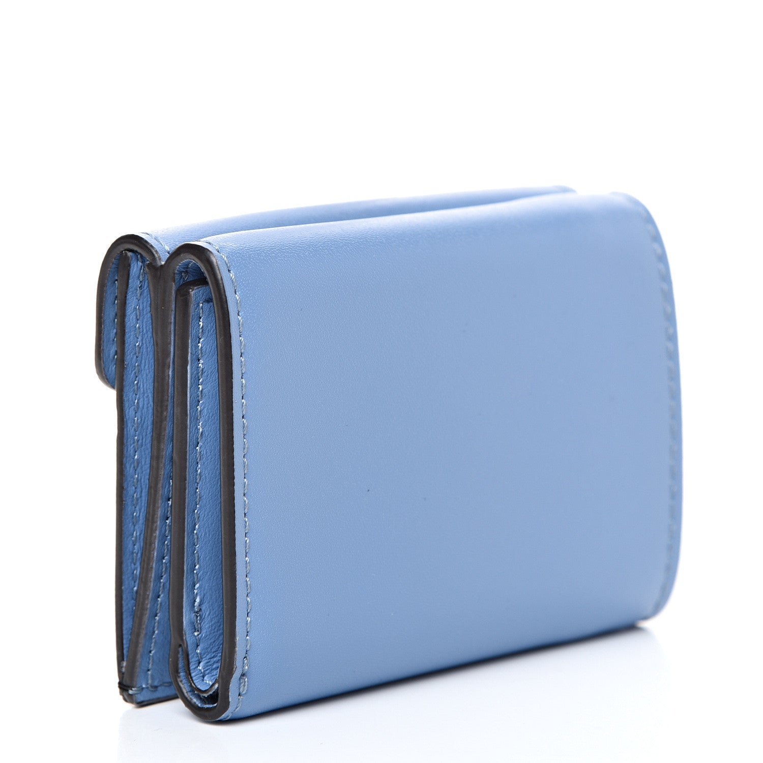 Fendi Vitello Liberty F is Fendi Bi-Color FF 1974 Embossed Micro Tri-Fold Envelope Wallet Maya Black Nebula 2 of 7