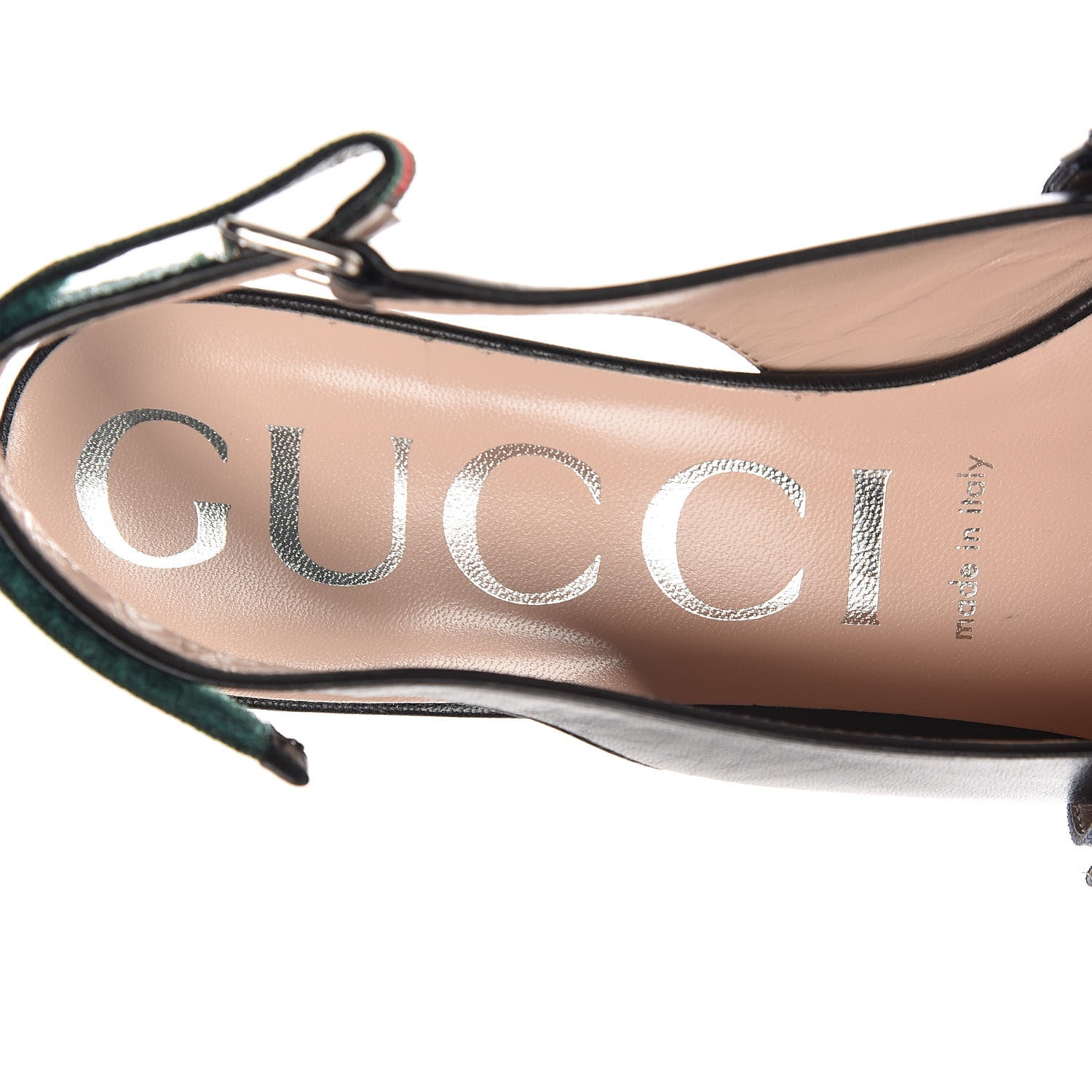 Gucci Malaga Kid Web Horsebit Low Heel Slingback Pumps 38 Black 6 of 8