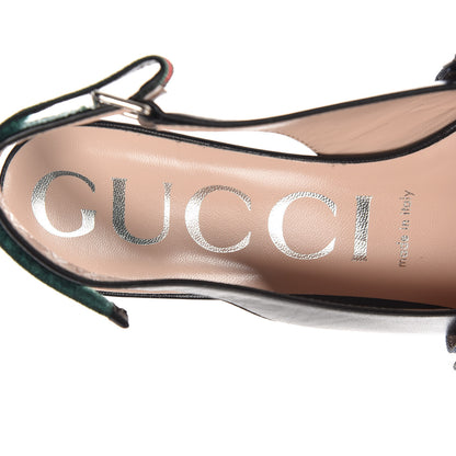Gucci Malaga Kid Web Horsebit Low Heel Slingback Pumps 38 Black 6 of 8
