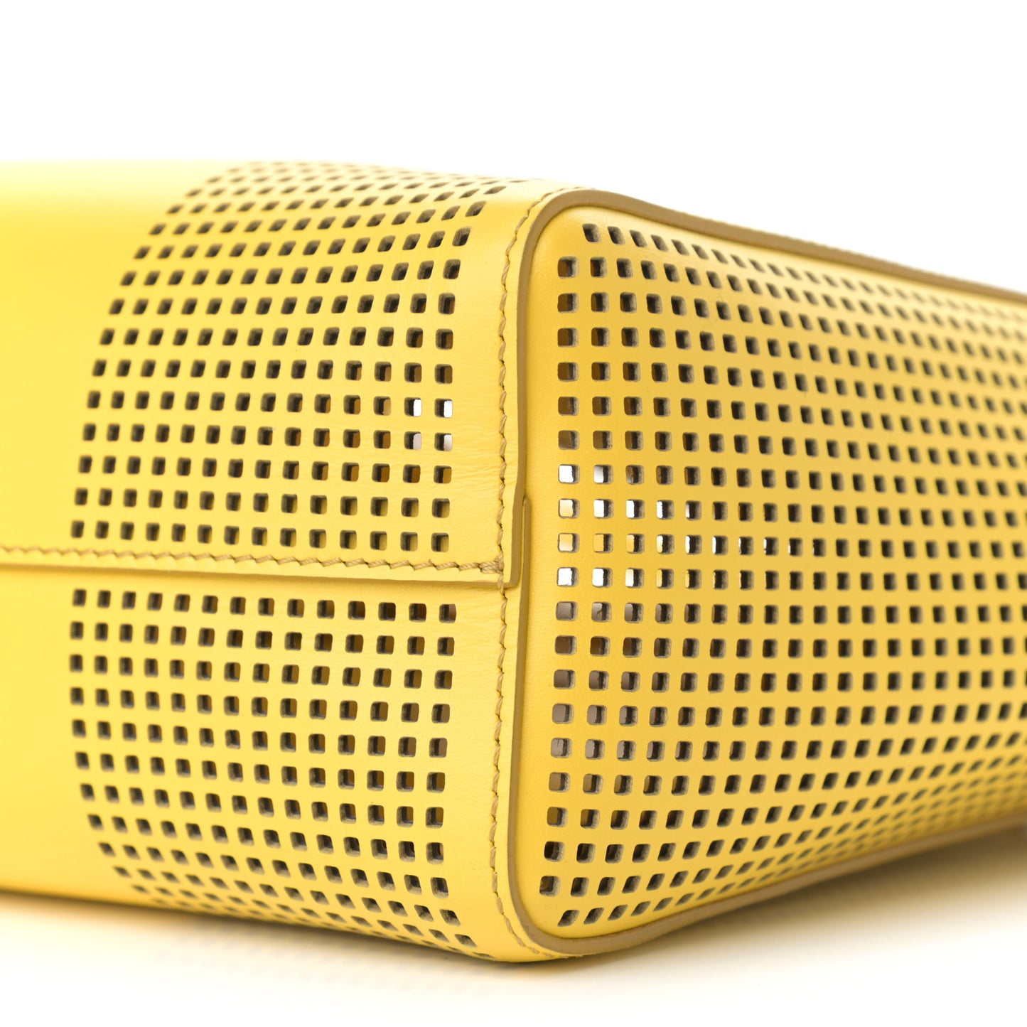 Calfskin Perforated Graphic T Tote Citron