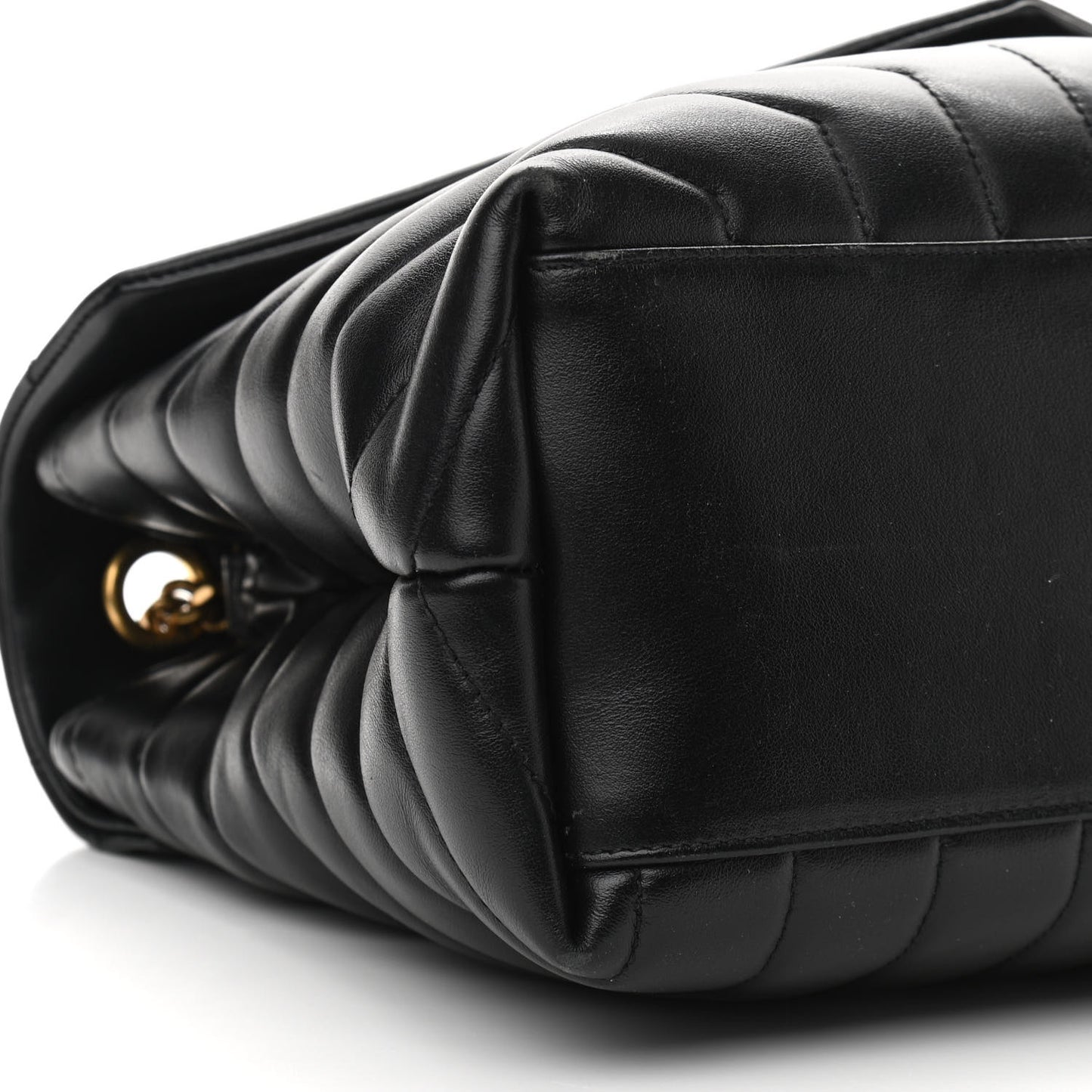 Calfskin Y Quilted Monogram Medium Loulou Chain Satchel Black