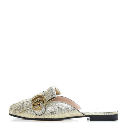 Gucci Galassia Womens GG Marmont Fringe Slippers 37 Platino 1 of 11