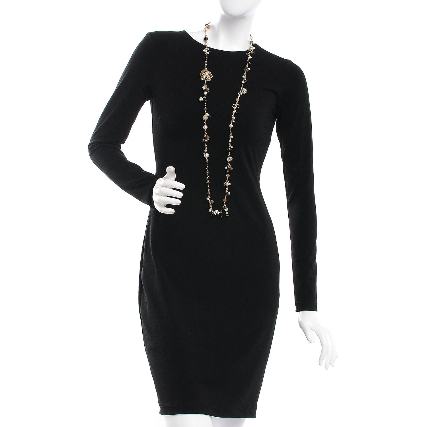 Chanel Pearl Bead Enamel CC Long Necklace Black Gold 2 of 7