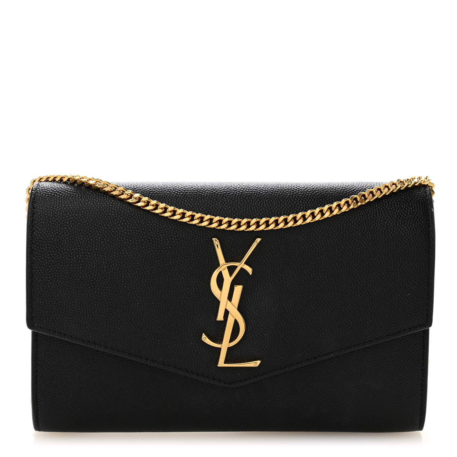 Saint Laurent Grain de Poudre Uptown Chain Wallet Black 1 of 11