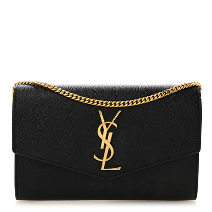 Saint Laurent Grain de Poudre Uptown Chain Wallet Black 1 of 11