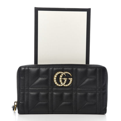Gucci Calfskin Matelasse Pearly GG Marmont Zip Around Wallet Black 8 of 8