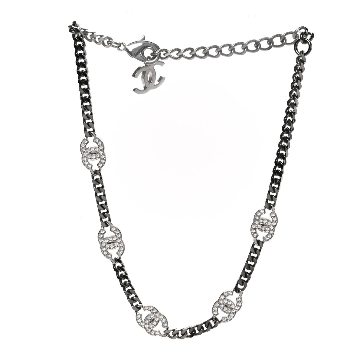 Ruthenium Crystal Chain CC Choker Silver