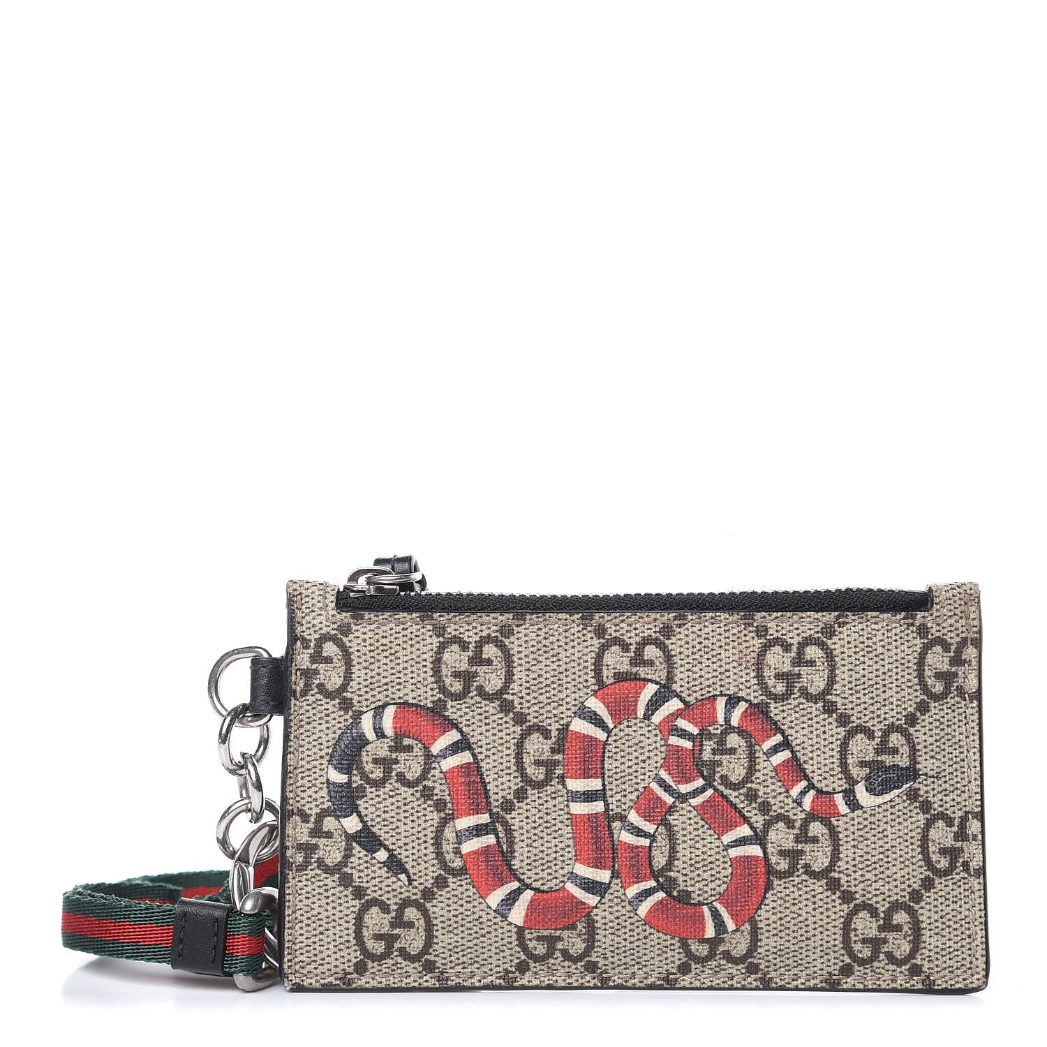 Gucci GG Supreme Monogram Kingsnake Lanyard Coin Case Card Holder 1 of 6