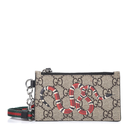 Gucci GG Supreme Monogram Kingsnake Lanyard Coin Case Card Holder 1 of 6