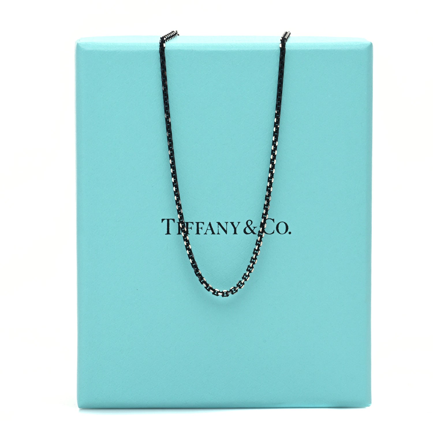 Tiffany Sterling Silver Enamel 1.75mm Chain Necklace Black 30" 6 of 6