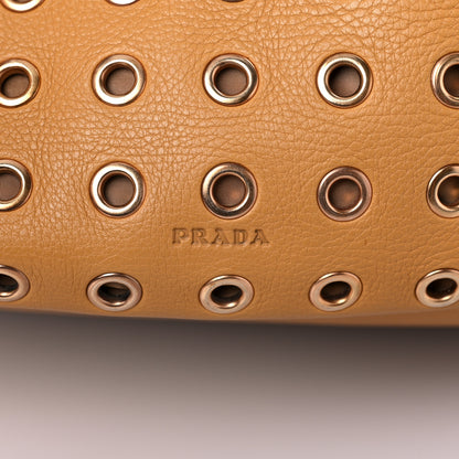 Prada Daino Borchie Grommet Bucket Bag Miele 15 of 16