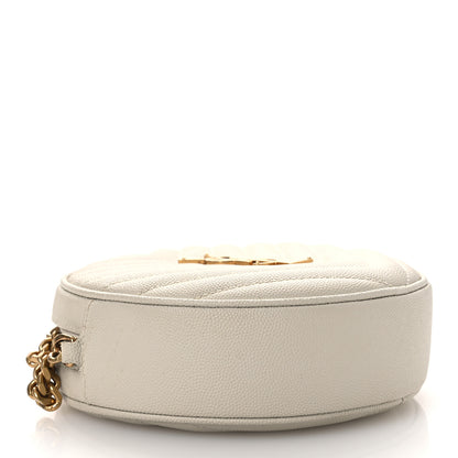 Saint Laurent Grain De Poudre Matelasse Chevron Quilted Round Vinyle Camera Bag Crema Soft 6 of 40