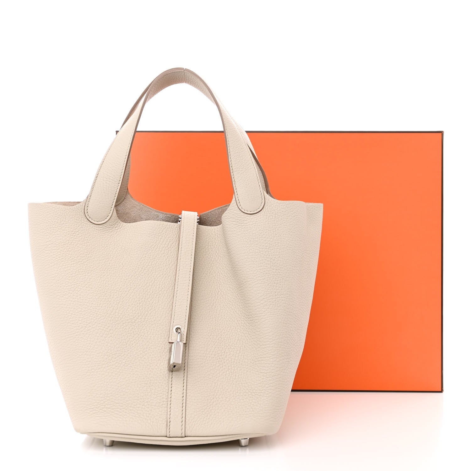 Hermes Taurillon Clemence Picotin Lock 22 MM Beton 11 of 11