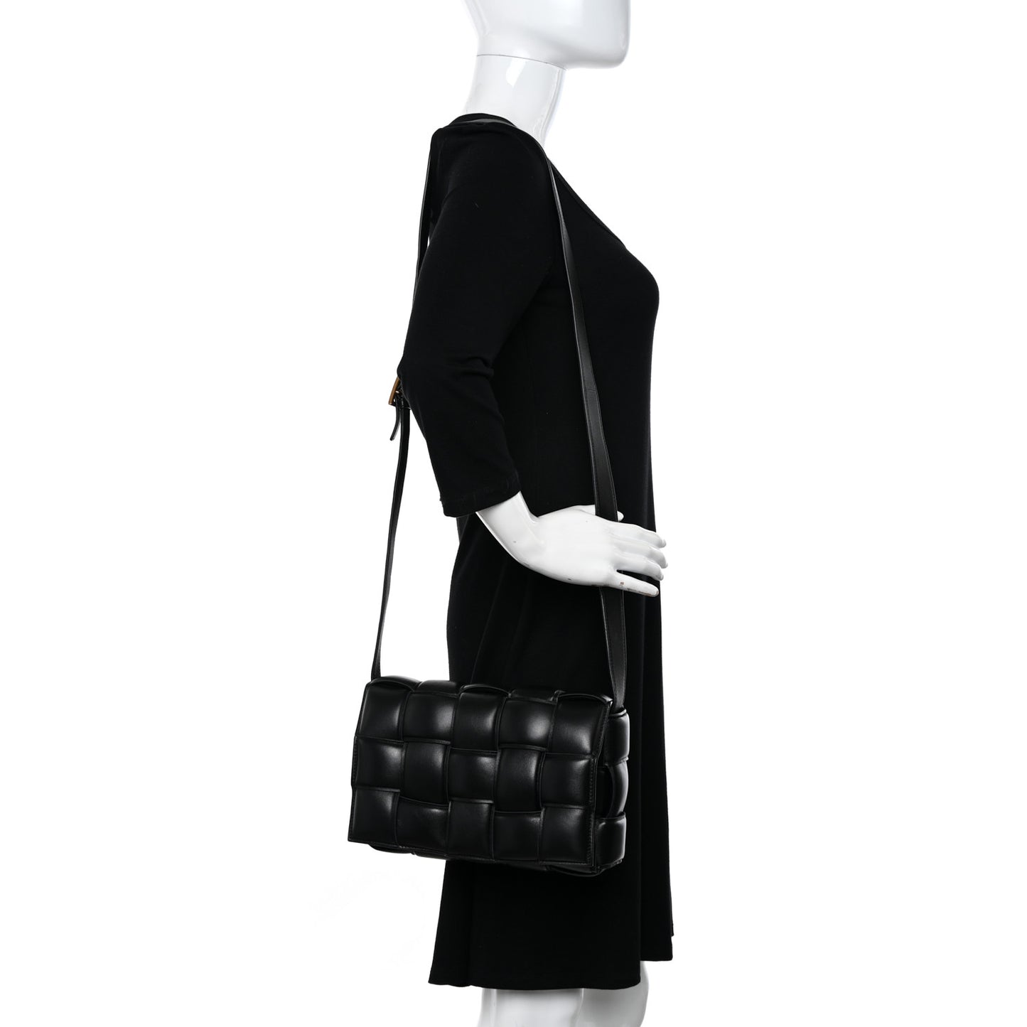 Nappa Maxi Intreccio Padded Cassette Crossbody Bag Black
