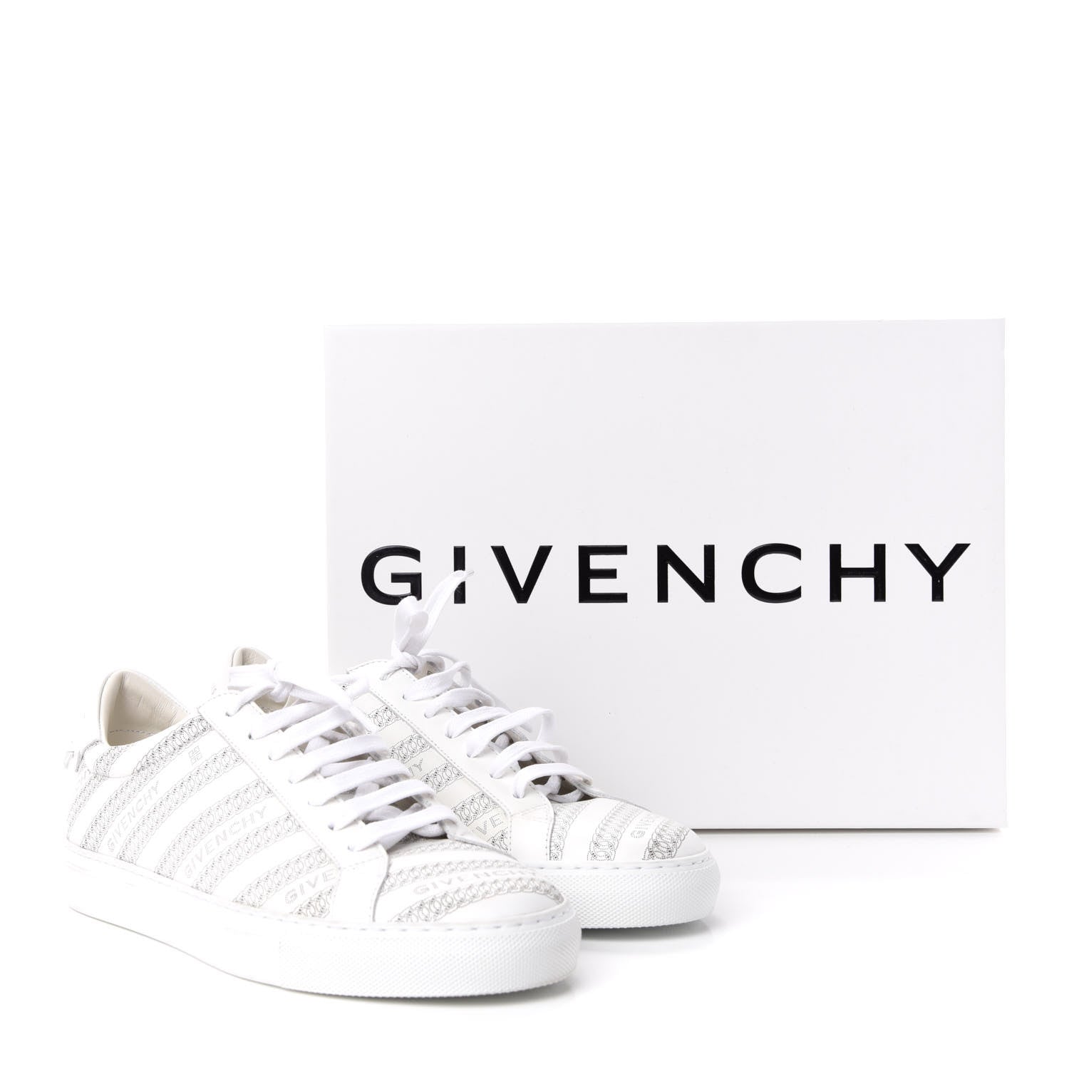 Givenchy Calfskin Logo Chain Print Urban Street Sneakers 39 White 11 of 11