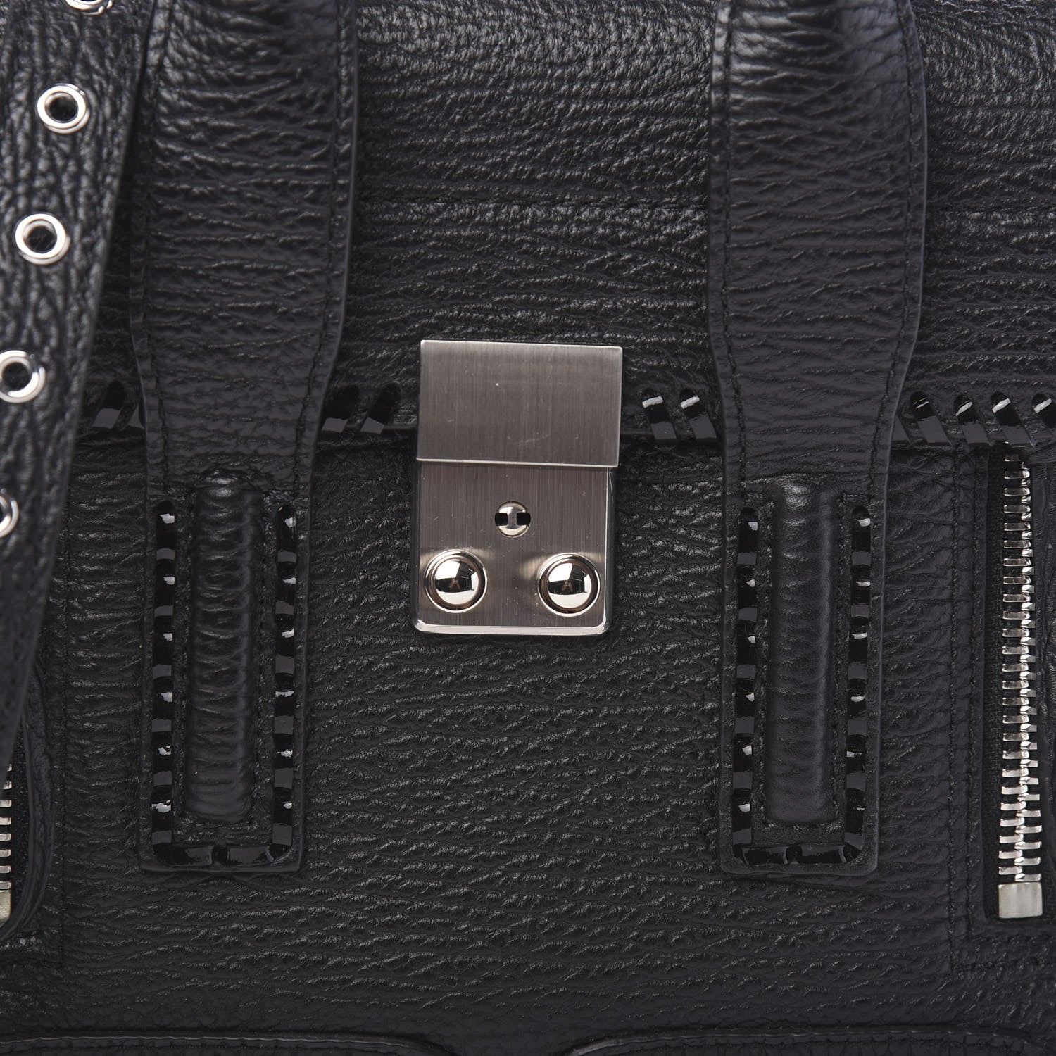 3.1 Phillip Lim 3.1 Textured Calfskin Mini Whipstitch Pashli Satchel Black 9 of 9