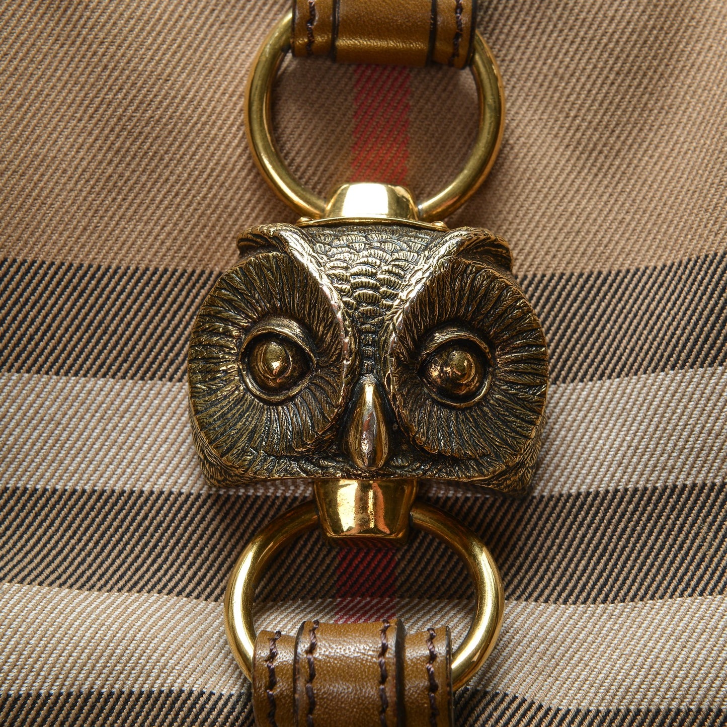 Bridle Calfskin House Check Owl Medium Orchard Bowling Bag Brown Ochre