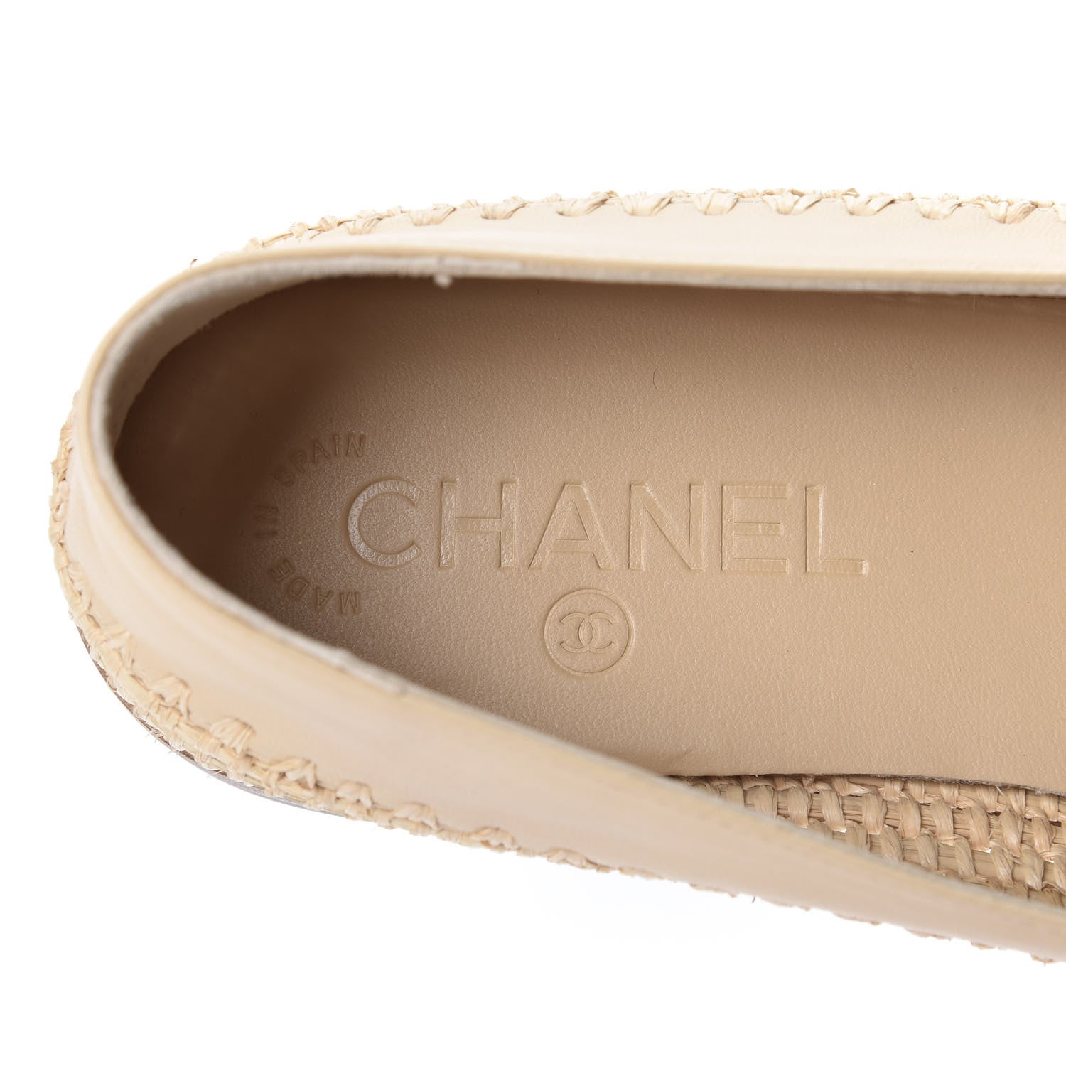 Chanel Lambskin Grosgrain CC Espadrilles 38 Beige Black 7 of 11