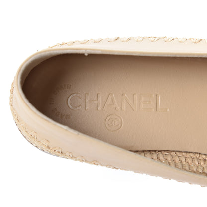 Chanel Lambskin Grosgrain CC Espadrilles 38 Beige Black 7 of 11