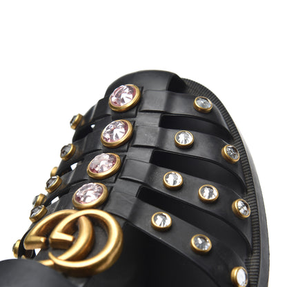 Gucci Rubber Crystal Womens Buckle Strap Sandals 37 Black 11 of 14