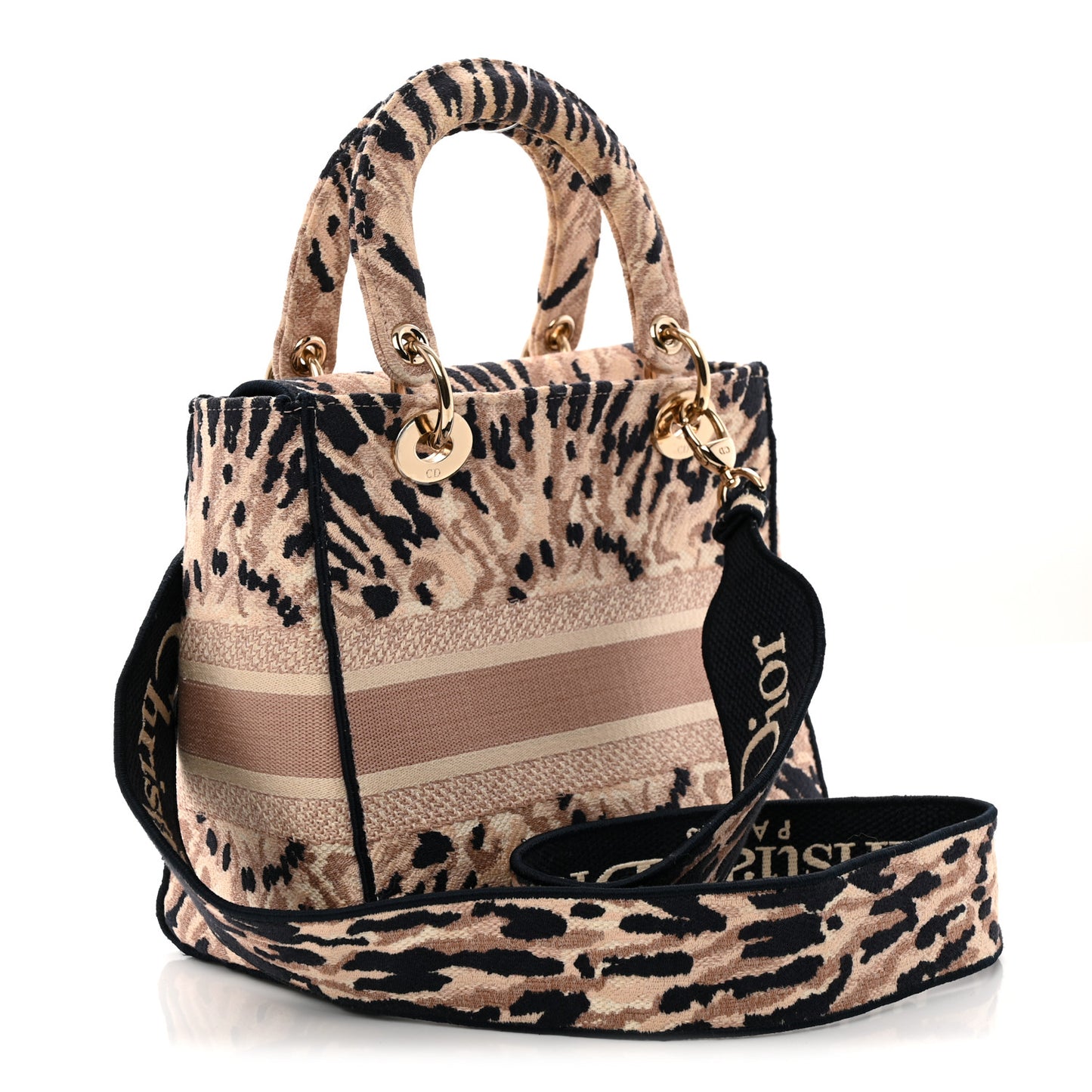 Canvas Embroidered Medium Tie And Dior Lady D-Lite Multicolor