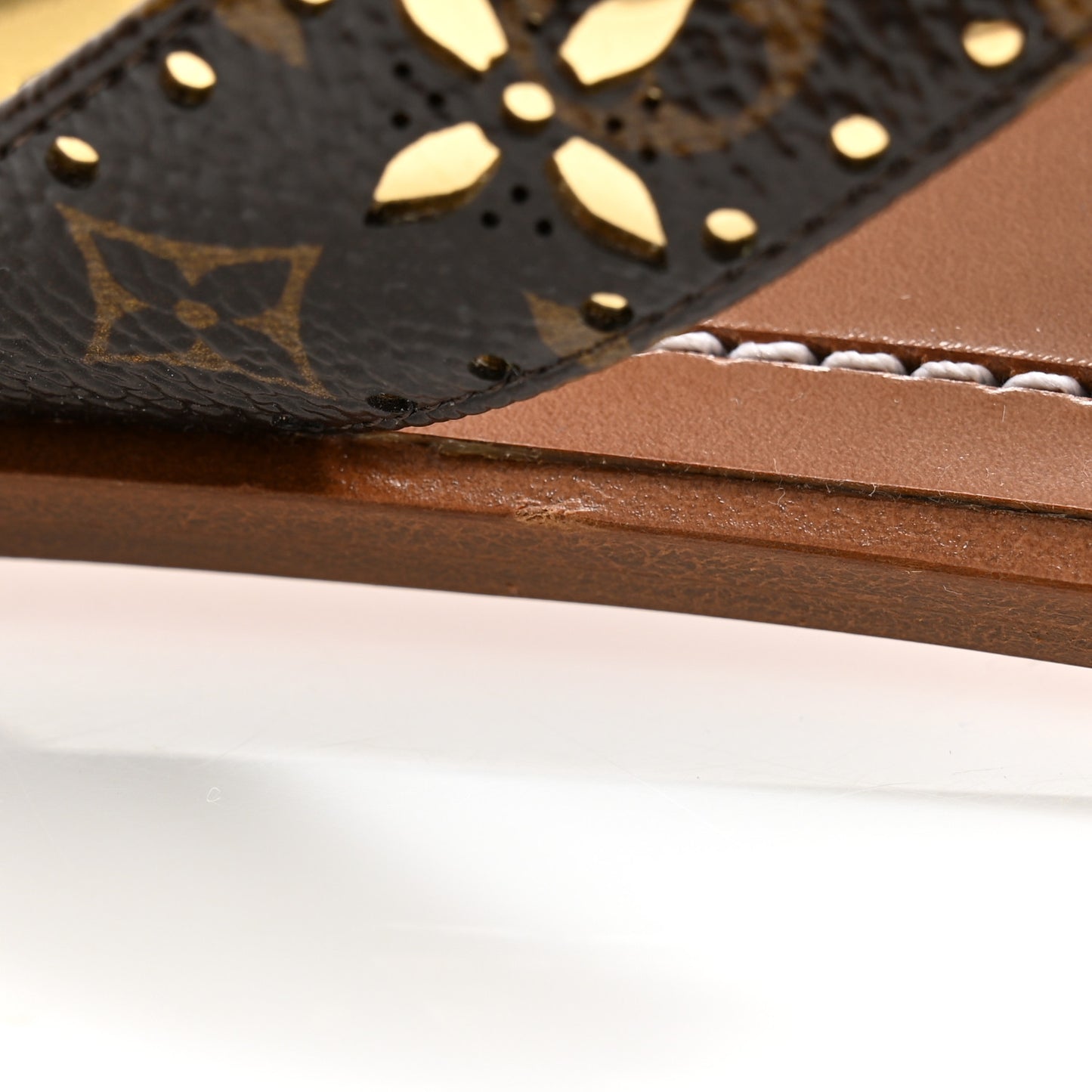 Monogram Sunny Flat Thong Sandals 38.5 Brown