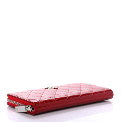Chanel Patent Quilted Brilliant Zip Around Wallet Red 4 of 9