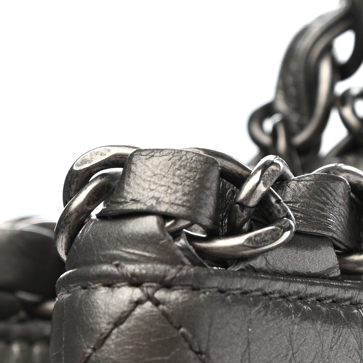 Chanel Metallic Aged Calfskin Quilted Large Chain Me Tote Silver 11 of 11