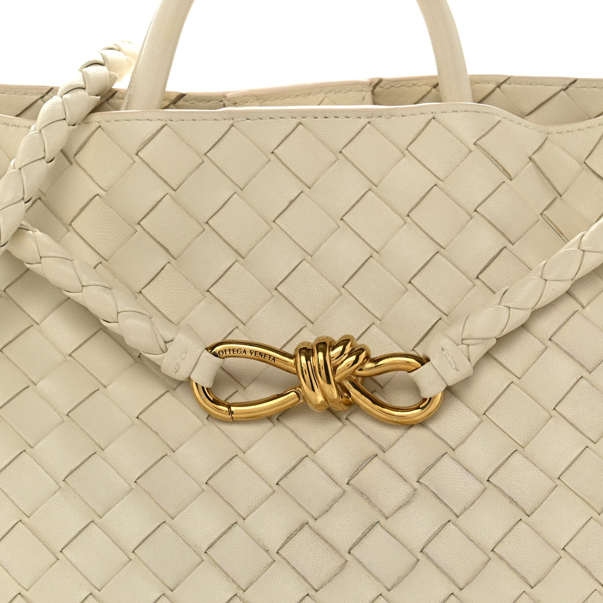 Nappa Intrecciato Medium Andiamo Shoulder Bag Sea Salt