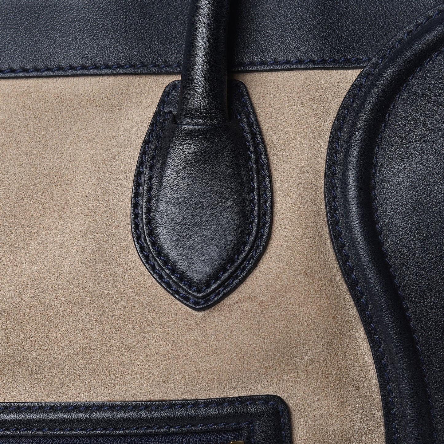 Smooth Calfskin Suede Mini Bi-Color Luggage Navy Dune