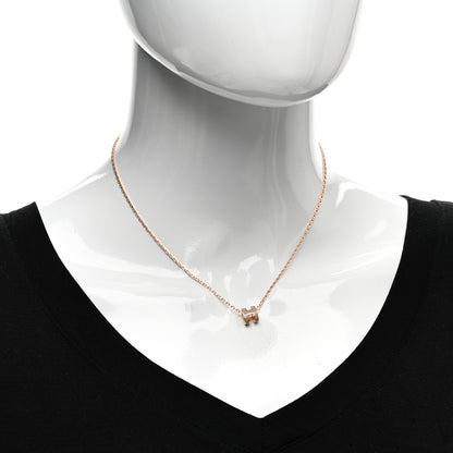 Hermes Lacquered Rose Gold Mini Pop H Pendant Necklace Marron Glace 2 of 4