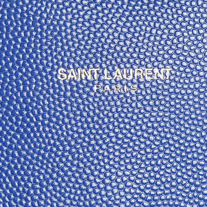 Saint Laurent Grain De Poudre Matelasse Chevron Large Monogram Satchel Blue 6 of 8