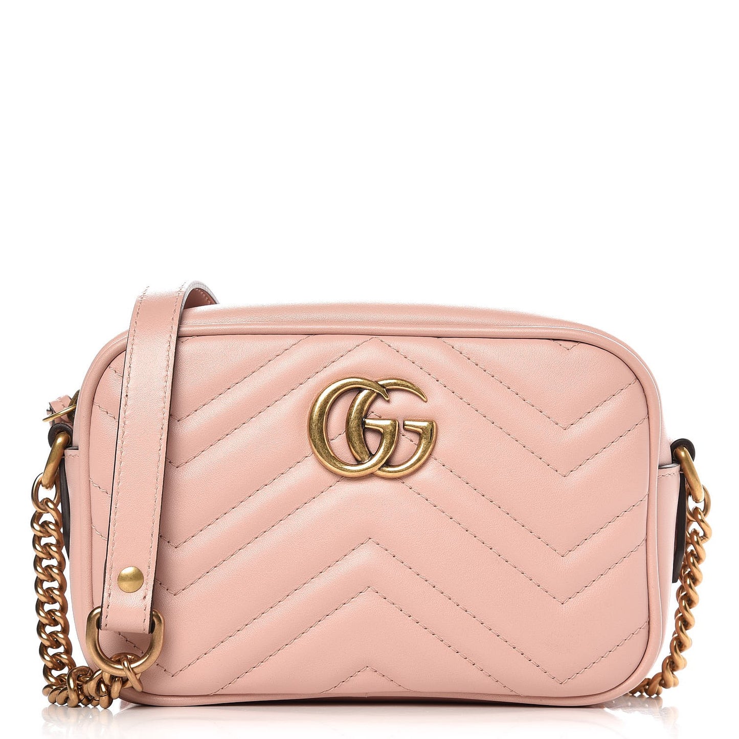 Calfskin Matelasse Mini GG Marmont Chain Shoulder Bag Perfect Pink