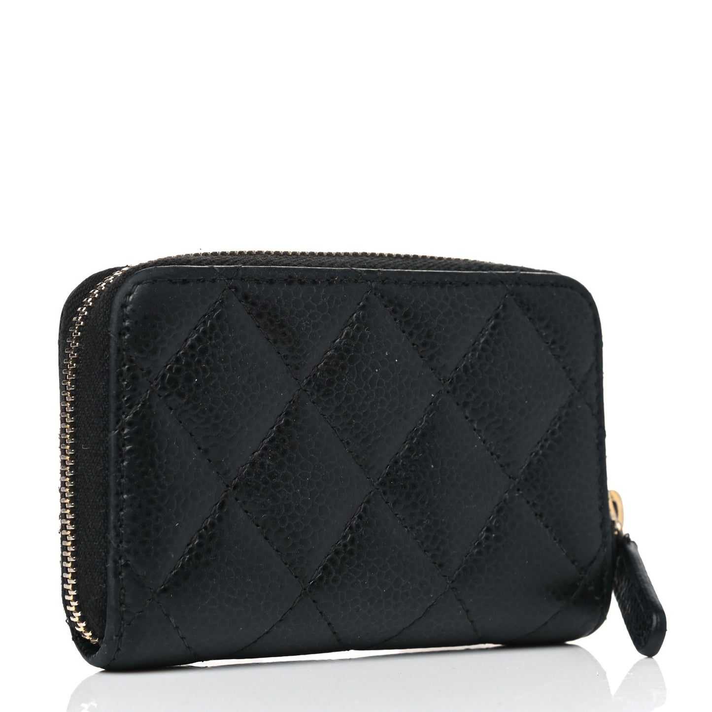 Caviar Quilted Zip Coin Purse Black
